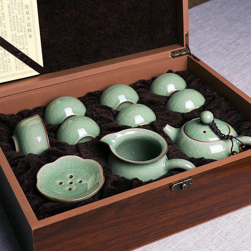 龙泉唐宫青瓷中式陶瓷功夫茶具整套茶杯西施壶茶具送礼礼盒套组,淘宝优惠券,粉丝福利购,淘宝优惠卷