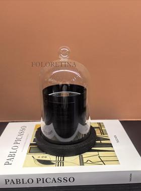 现代轻奢简约防尘玻璃罩蜡烛香薰摆件样板间售楼处台面香氛组合