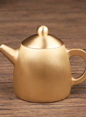 高档黄铜小茶壶龙凤创意酒杯办公桌面中式古典迷你手把件复古