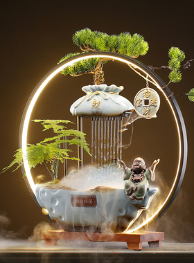 乔迁开业礼品招财猫流水喷泉摆件循环水生财办公室桌面客厅台玄关