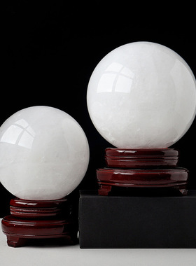 天然白水晶球白冰洲球方解石球原石打磨家居改善办公室客厅摆件