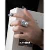 Rectangular pearl ring for women, simple temperament, light luxury, high-end sense, niche, exquisite and versatile, open adjustable ring