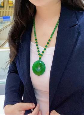 梓图优选帝王绿平安扣小飞福利翡翠吊坠高端玛瑙玉髓挂件项链正品