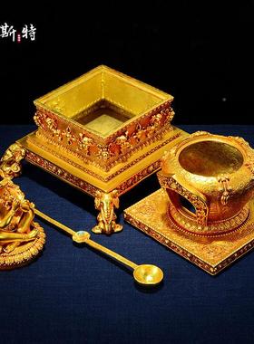 烟全鎏金供八吉祥雕花家21907091用炉煨桑炉家用火供熏香桌面摆炉