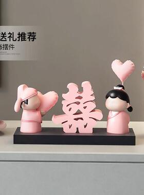 新物郎喜囍字摆件结婚礼新yc190990人闺蜜新婚礼物红色婚高送级感