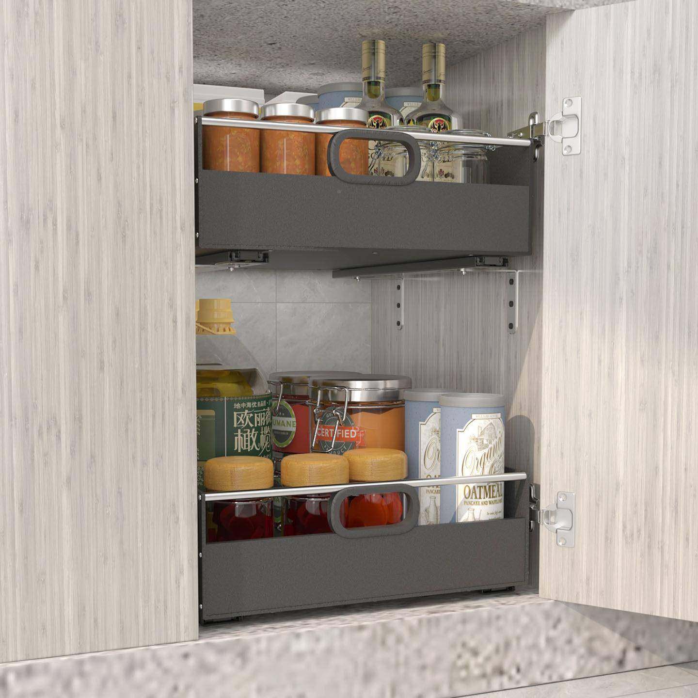 新款黑加滑高抽屉拉篮带轨厨房收托盘橱柜改造收纳箱纳环保PP色板,淘宝优惠券,粉丝福利购,淘宝优惠卷