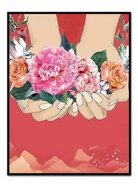 中国梦红旗 手绘祖国数字油画 手工填色I 建党礼物学生diy油彩画