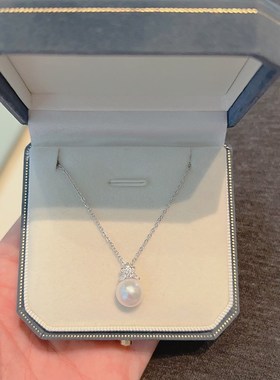 天然淡水珍珠单颗吊坠纯银项链女款轻奢小众送女友送妈妈生日礼物