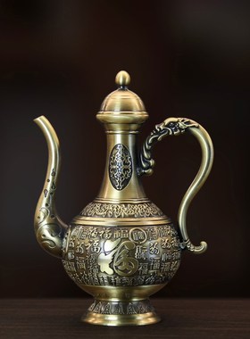 黄铜御用百福酒壶铜酒壶创意铜器工艺品礼L品摆件装饰品白酒酒具