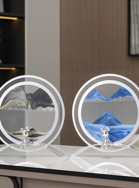 高级感暴力熊流沙画酒柜装饰品办公室摆件现代简约客厅电视柜沙漏