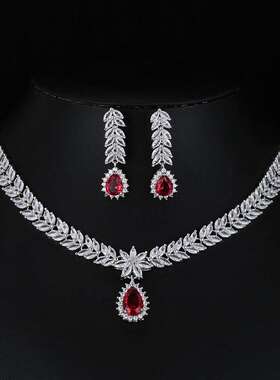 新娘项链耳环锆石结婚饰品套装婚纱晚礼服配饰婚礼宴会首饰