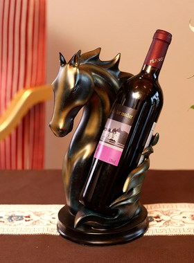 软装工艺品马头红酒架客厅电视酒柜办公室摆件家居装饰品新年礼物