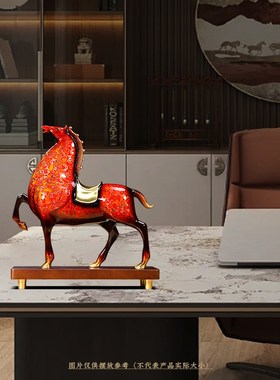 全铜唐马摆件办公室装饰高档马到成功大漆工艺品乔迁开业礼物招财