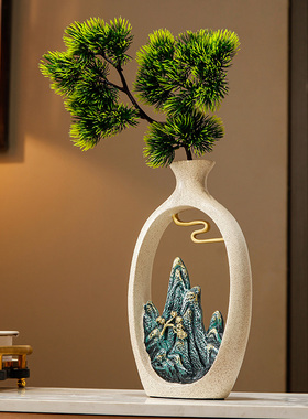 客厅迎客松瓶办公室柜子摆设新玄关酒柜装饰品