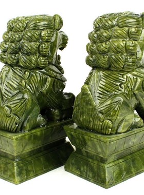 天然玉石狮子客厅酒柜玄关电视柜办公室招财北京狮装饰品