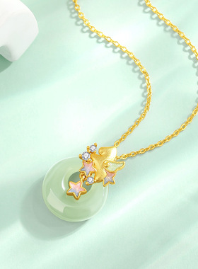 和田玉生肖马项链女纯银