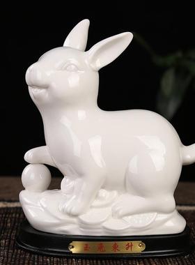 陶瓷十二生肖摆件红色鼠牛虎兔龙蛇马羊猴鸡狗猪家饰品风水白瓷器
