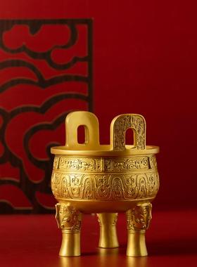 铜鼎摆件仿古青铜器大克鼎酒柜玄关高档香炉装饰品大型落地摆设