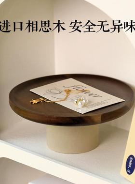 复古相思木摆件客厅玄关桌面化妆品钥匙收纳盘2025新款实用置物盘