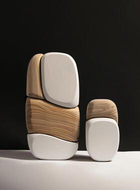 酒店样板间玄关摆件创意软装抽象实木雕塑艺术品设计师装饰品摆饰