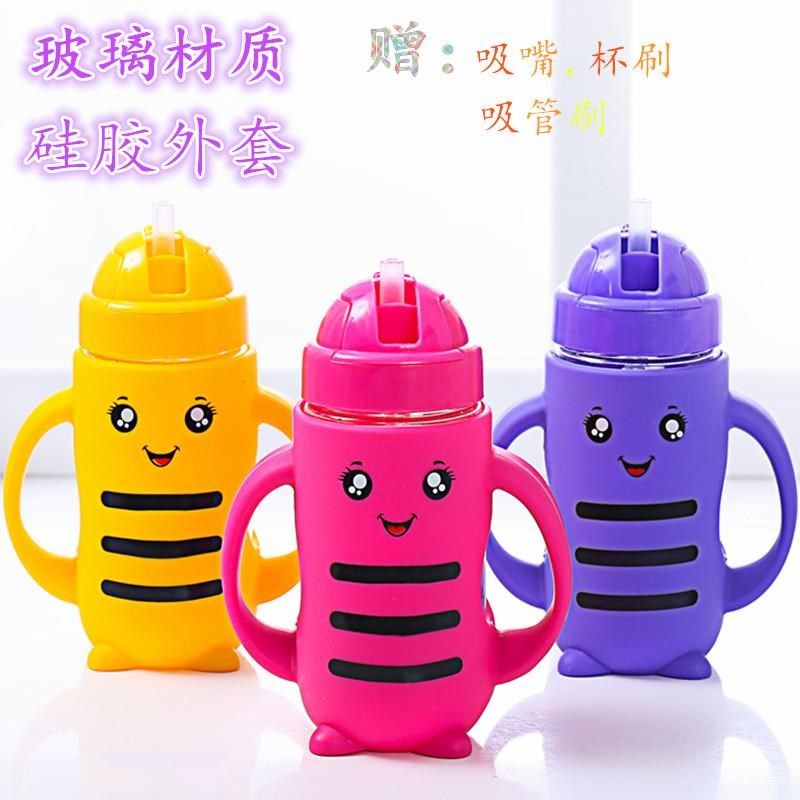 宝宝学饮杯儿童玻璃吸水杯 吸管杯 婴儿水杯 喝水壶防摔硅胶套,淘宝优惠券,粉丝福利购,淘宝优惠卷