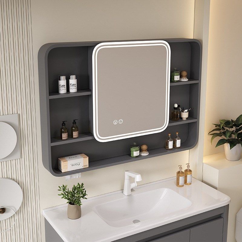 圆弧智能浴室镜柜带灯除雾美妆收纳镜柜挂墙式卫生间简约储物镜柜,淘宝优惠券,粉丝福利购,淘宝优惠卷