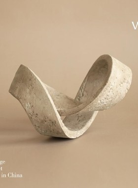 梵其【莫比乌斯】侘寂风仿洞石几何环形摆件酒柜玄关抽象艺术摆设