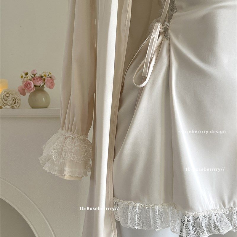 Roseberrrry奶芙梨涡 法式带胸垫甜美睡裙纯欲宫廷风露背蕾丝睡裙,淘宝优惠券,粉丝福利购,淘宝优惠卷