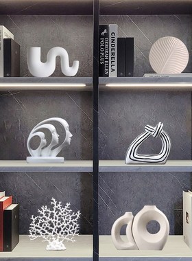 书柜摆件高档简约抽象个性小众花瓶摆设样板房民宿餐厅家居装饰品