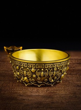 纯铜聚宝盆摆件家居客厅现代装饰迁乔新居开业礼品铜碗工艺品中式