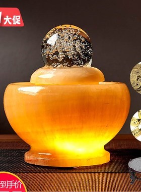 透光流水球圆球转动球石材假山流水喷泉摆件家居装饰客厅开业礼品