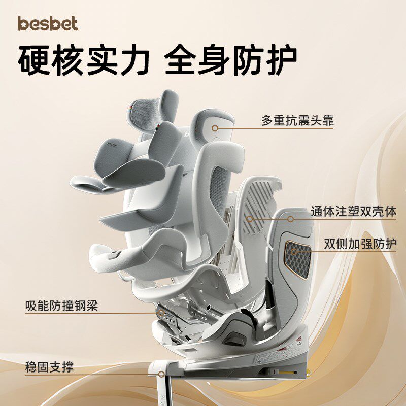 besbet新生婴儿安全座椅0-12岁悦享儿童宝宝车载汽车用旋转可躺,淘宝优惠券,粉丝福利购,淘宝优惠卷