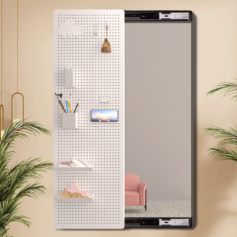 Metal perforated plate push-pull h mirror invisible dressing mirror full-body mirror can block wall-mounted entrance mirror bedroom fitting