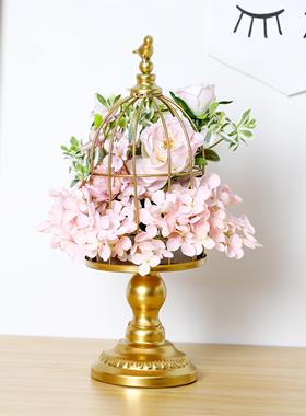 北欧风轻奢铁艺烛台婚庆花艺套装摆台客厅创意装饰庭院户外摆件