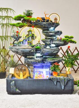 大型水TEZ瀑布假山流喷泉装饰客厅民宿高庭院装饰山观景观鱼塘景