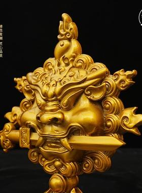 狮咬门挂件八角狮头家摆放黄剑铜居工艺摆品铜饰乔迁送礼123123挂