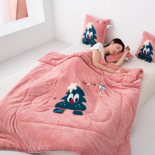 折叠加厚牛奶绒抱枕被子两用汽车靠垫枕头被办公室沙发午睡空调被 - 图1