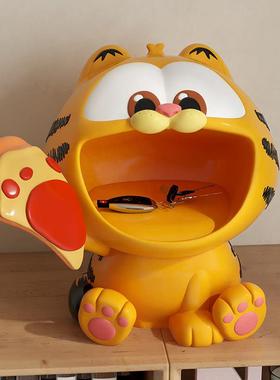 轻奢高档现代加菲猫周边入户门鞋柜钥匙收纳托盘软装饰品玄关摆件