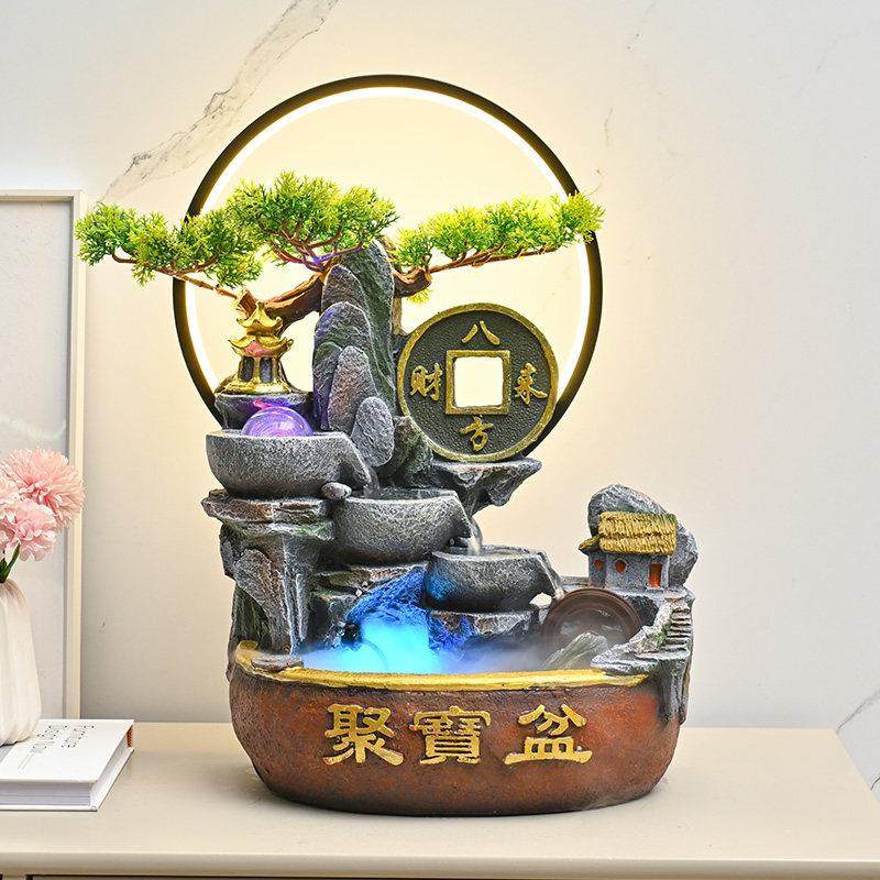 小型风车流水摆件循环水客厅招财加湿器家用转运球假山水景风水轮,淘宝优惠券,粉丝福利购,淘宝优惠卷