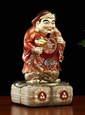 大黑天全铜台湾工艺掐丝镶宝大黑天财神菩萨家居偏财招财风水摆件