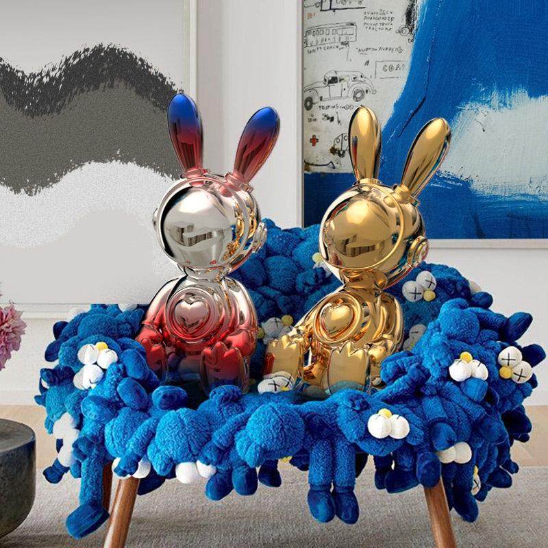 轻奢高级小众兔子摆件客厅桌面酒柜套装电视柜儿童房摆设家居装饰,淘宝优惠券,粉丝福利购,淘宝优惠卷