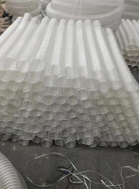 通风吸尘管道pvc钢丝伸缩软透明管木工吸尘管白色透明排尘钢丝管