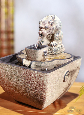 陋石坊日进斗金流水生财摆件创意办公室前台茶室桌面开业送礼物