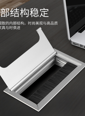 电视柜穿线孔盖板办公桌面装饰盖阻尼电脑桌过线盒孔方形毛刷盖板