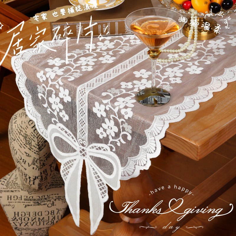 法式蝴蝶结桌旗盖巾茶几台餐垫布轻奢高级感冰箱电视柜多用途防尘,淘宝优惠券,粉丝福利购,淘宝优惠卷
