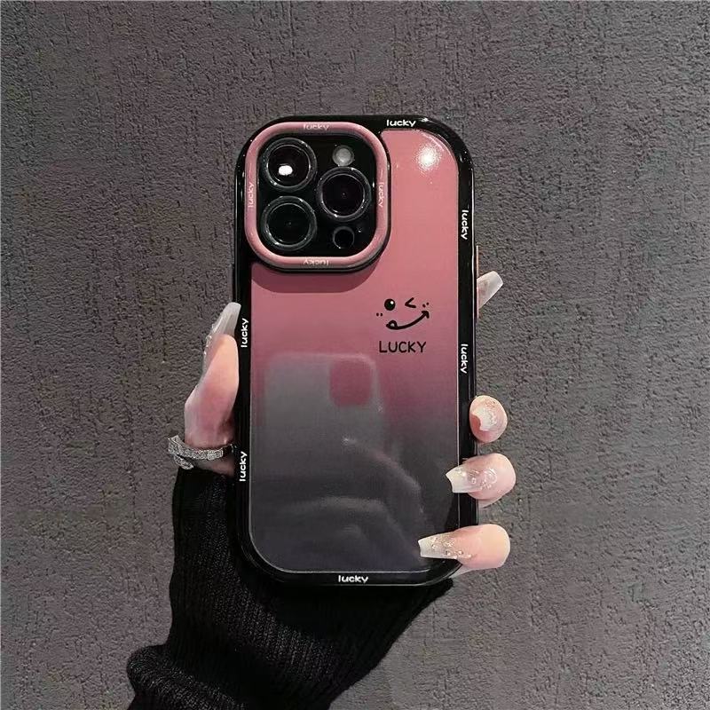 爱心粉黑渐变适用于苹果17Air手机壳16PROMAX/iphone15/16e硅胶13pm14/11PROxr女新款XsMax防摔6/7/8Plus奶油 - 图1