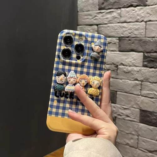蓝白格子波点适用于红米K90promax手机壳Note15PRO+14保护套K70E/9060K40pro女note13/12/11turbo5小米大眼睛 - 图0