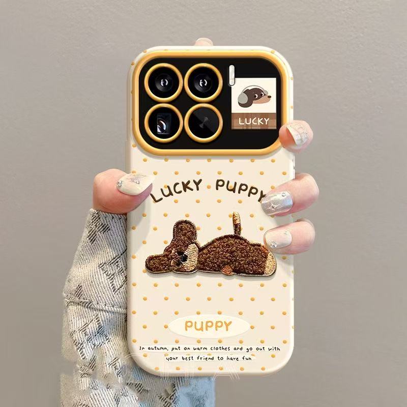 黄色波点小狗适用于OPPO findx8手机壳x7/x6新款Reno14pro/13/12/9保护套R17/15女k12s/11/10X/9S/K5大视窗 - 图0