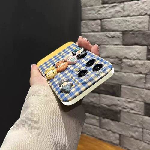 蓝白格子波点适用于红米K90promax手机壳Note15PRO+14保护套K70E/9060K40pro女note13/12/11turbo5小米大眼睛 - 图2