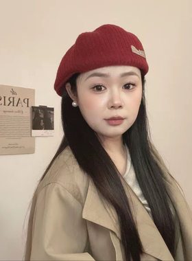 复古显脸小贝雷前进帽女秋冬新款